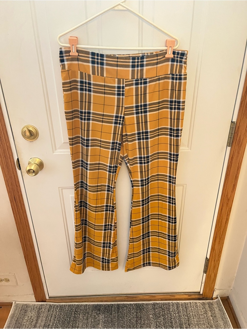 No Boundaries XXL 19 Mustard Plaid Flare Pants Clueless 90s Preppy